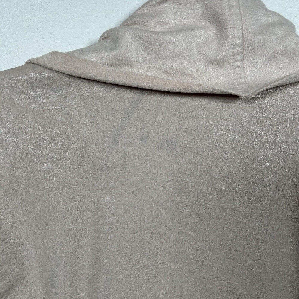 Blank NYC Mixed Media Faux Leather Draped Open Front Cardigan Jacket Size Large - Picture 6 of 8